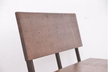 アンティーク家具　★古材無垢材を使った背もたれ付シンプル長イス・ベンチ(長椅子)【小】