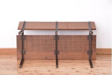アンティーク家具　★古材無垢材を使った背もたれ付シンプル長イス・ベンチ(長椅子)【小】