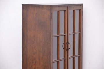 アンティーク家具　アンティーク　古いナラ材の小振りでシンプルな本箱(収納棚)