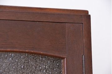 アンティーク家具　★アンティーク　古い木の引出し付ダイヤガラス扉の本箱(収納棚)