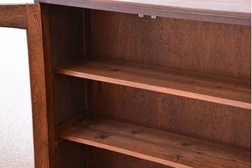 アンティーク家具　★アンティーク　古い木の引出し付ダイヤガラス扉の本箱(収納棚)