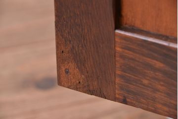 アンティーク家具　★アンティーク　古い木の引出し付ダイヤガラス扉の本箱(収納棚)