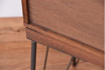 アンティーク家具　アンティーク　モールガラス引き戸の鉄脚付戸棚?(ガラス収納棚)