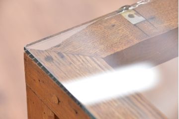 レトロ家具　昭和レトロ　4枚引き戸の大きなガラスケース(ショーケース)