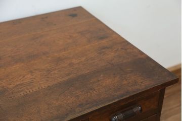 アンティーク家具　アンティーク　古いナラ材のシックな色合いの片袖机