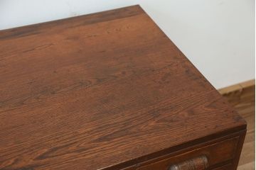 アンティーク家具　アンティーク　古いナラ材のシックな色合いの片袖机?