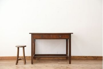 レトロ家具　昭和レトロ 古い木のかわいいアンティーク平机(テーブル・作業台)