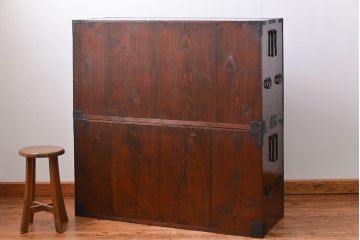 アンティーク家具　古民具・骨董 稀少!最高峰!重厚金具・玉杢 重ね佐渡小木箪笥(佐渡箪笥)
