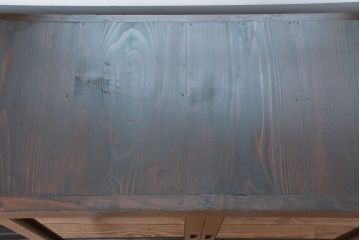 アンティーク家具　アンティーク 四枚引き戸の引き出し付き関西収納棚(ガラスケース、水屋箪笥、食器棚、収納棚)