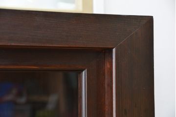 アンティーク家具　アンティーク 四枚引き戸の引き出し付き関西収納棚(ガラスケース、水屋箪笥、食器棚、収納棚)
