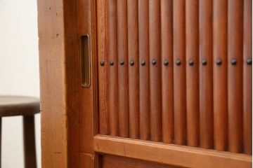 アンティーク家具　古民具・骨董 美しい作りの結霜ガラス戸 四尺水屋箪笥(食器棚/収納棚)