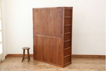 アンティーク家具　古民具・骨董 美しい作りの結霜ガラス戸 四尺水屋箪笥(食器棚/収納棚)