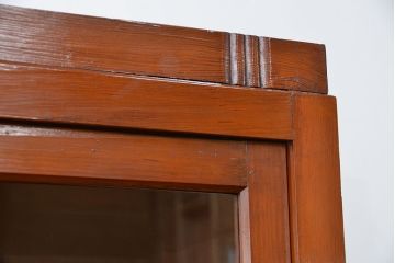 レトロ家具　昭和レトロ シンプルな二段重ね大型収納棚(ガラスケース/食器棚)