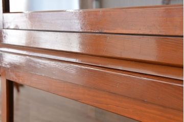 レトロ家具　昭和レトロ シンプルな二段重ね大型収納棚(ガラスケース/食器棚)