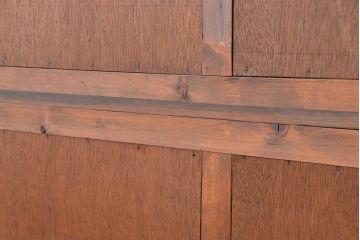 レトロ家具　昭和レトロ シンプルな二段重ね大型収納棚(ガラスケース/食器棚)
