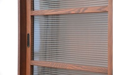 アンティーク家具　アンティーク モールガラス引き戸の大きな戸棚(ガラス収納棚、本棚)
