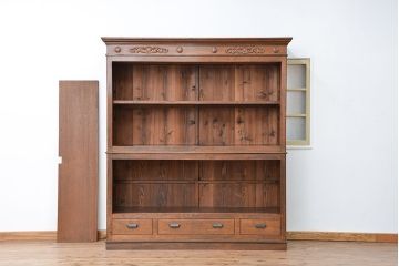 アンティーク家具　アンティーク 大正ロマン 古い洋館の特大二段重ね飾り棚(陳列棚)