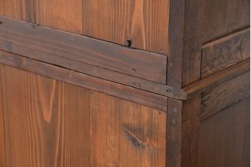 アンティーク家具　アンティーク 大正ロマン 古い洋館の特大二段重ね飾り棚(陳列棚)