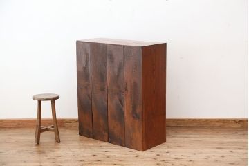レトロ家具　昭和レトロ　三方欅のアンティーク4杯引き出し(チェスト)(時代箪笥)