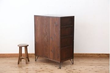 レトロ家具　アンティーク　レトロな桐と杉の鉄脚付4杯引き出し(チェスト)(タンス、箪笥)