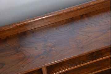 アンティーク家具　イギリスアンティーク　古いオーク材のL型コーナーシェルフ(飾り棚/本棚)(ブックシェルフ)