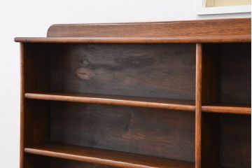 アンティーク家具　イギリスアンティーク　古いオーク材のL型コーナーシェルフ(飾り棚/本棚)(ブックシェルフ)