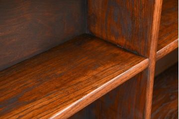 アンティーク家具　イギリスアンティーク　古いオーク材のL型コーナーシェルフ(飾り棚/本棚)(ブックシェルフ)