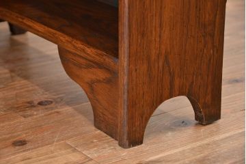 アンティーク家具　イギリスアンティーク　古いオーク材のL型コーナーシェルフ(飾り棚/本棚)(ブックシェルフ)