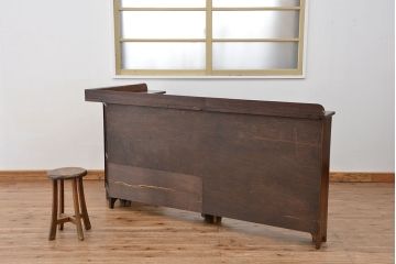 アンティーク家具　イギリスアンティーク　古いオーク材のL型コーナーシェルフ(飾り棚/本棚)(ブックシェルフ)