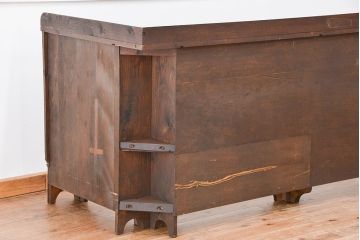 アンティーク家具　イギリスアンティーク　古いオーク材のL型コーナーシェルフ(飾り棚/本棚)(ブックシェルフ)