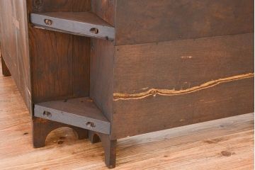 アンティーク家具　イギリスアンティーク　古いオーク材のL型コーナーシェルフ(飾り棚/本棚)(ブックシェルフ)