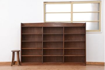 アンティーク家具　収納力抜群!古い木のアンティーク本棚(陳列棚)(飾り棚、ブックシェルフ)