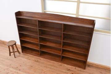 アンティーク家具　収納力抜群!古い木のアンティーク本棚(陳列棚)(飾り棚、ブックシェルフ)