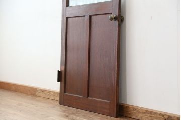 昭和レトロ　古い木のモールガラスドア(扉/ガラス扉)