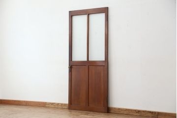 アンティーク　古い木のダイヤガラスドア(扉/ガラス扉)