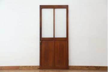 アンティーク　古い木のダイヤガラスドア(扉/ガラス扉)