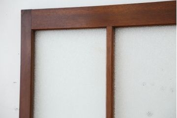 アンティーク　古い木のダイヤガラスドア(扉/ガラス扉)