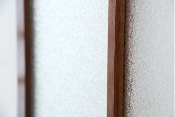 アンティーク　古い木のダイヤガラスドア(扉/ガラス扉)