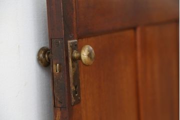 アンティーク　古い木のダイヤガラスドア(扉/ガラス扉)