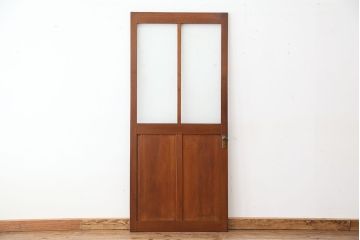 アンティーク　古い木のダイヤガラスドア(扉/ガラス扉)