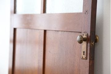 アンティーク　古い木のダイヤガラスドア(扉/ガラス扉)