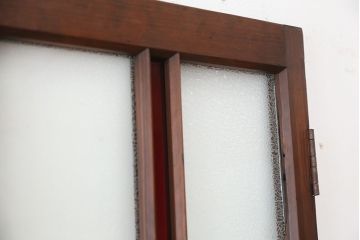 昭和レトロ　古い木のアンティーク色ガラス入りドア?(扉/ガラス扉)