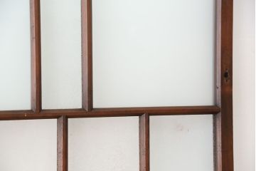 昭和レトロ　古い木のアンティーク色ガラス入りドア?(扉/ガラス扉)