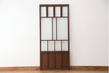 昭和レトロ　古い木のアンティーク色ガラス入りドア?(扉/ガラス扉)