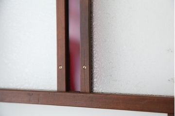 昭和レトロ　古い木のアンティーク色ガラス入りドア?(扉/ガラス扉)
