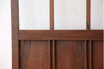 昭和レトロ　古い木のアンティーク色ガラス入りドア?(扉/ガラス扉)