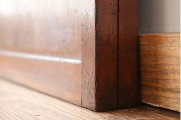 古民具・骨董　古いお屋敷の色ガラス入り帯戸2枚セット(ガラス帯戸、ダイヤガラス/モールガラス/引き戸)(ガラス戸)