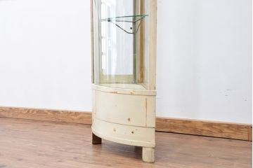 レトロ家具　昭和レトロ　アンティークコーナーRガラスケース(ショーケース)