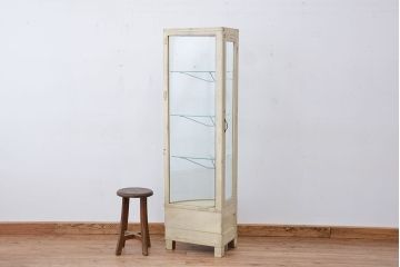 レトロ家具　昭和レトロ　アンティークコーナーRガラスケース(ショーケース)
