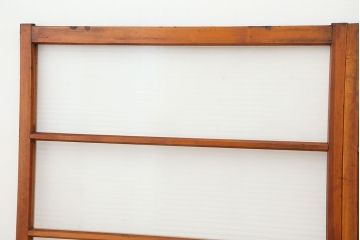 アンティーク　古い木の銀モールガラス引き戸2枚セット(1)(ガラス戸/建具/小窓)